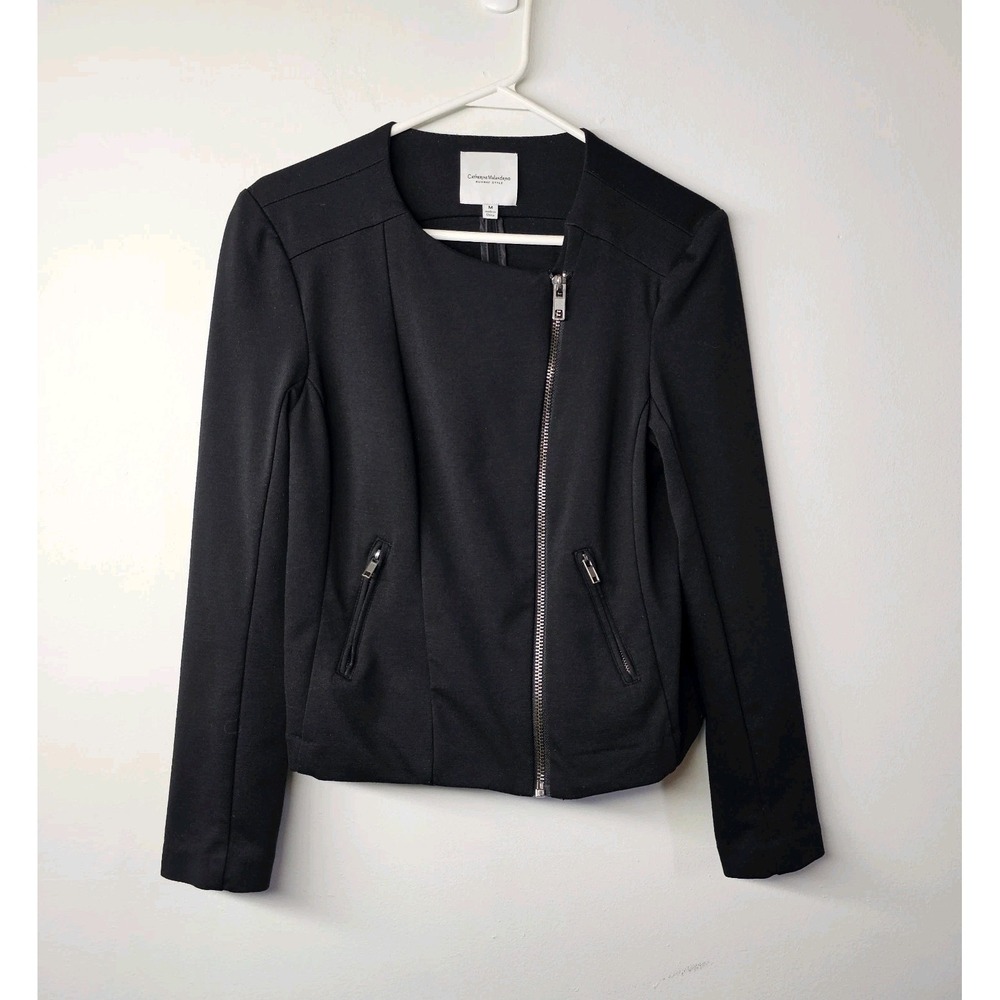 CATHERINE MALANDRINO Runway Medium Blazer Jacket Asymmetrical Zip Up Pockets